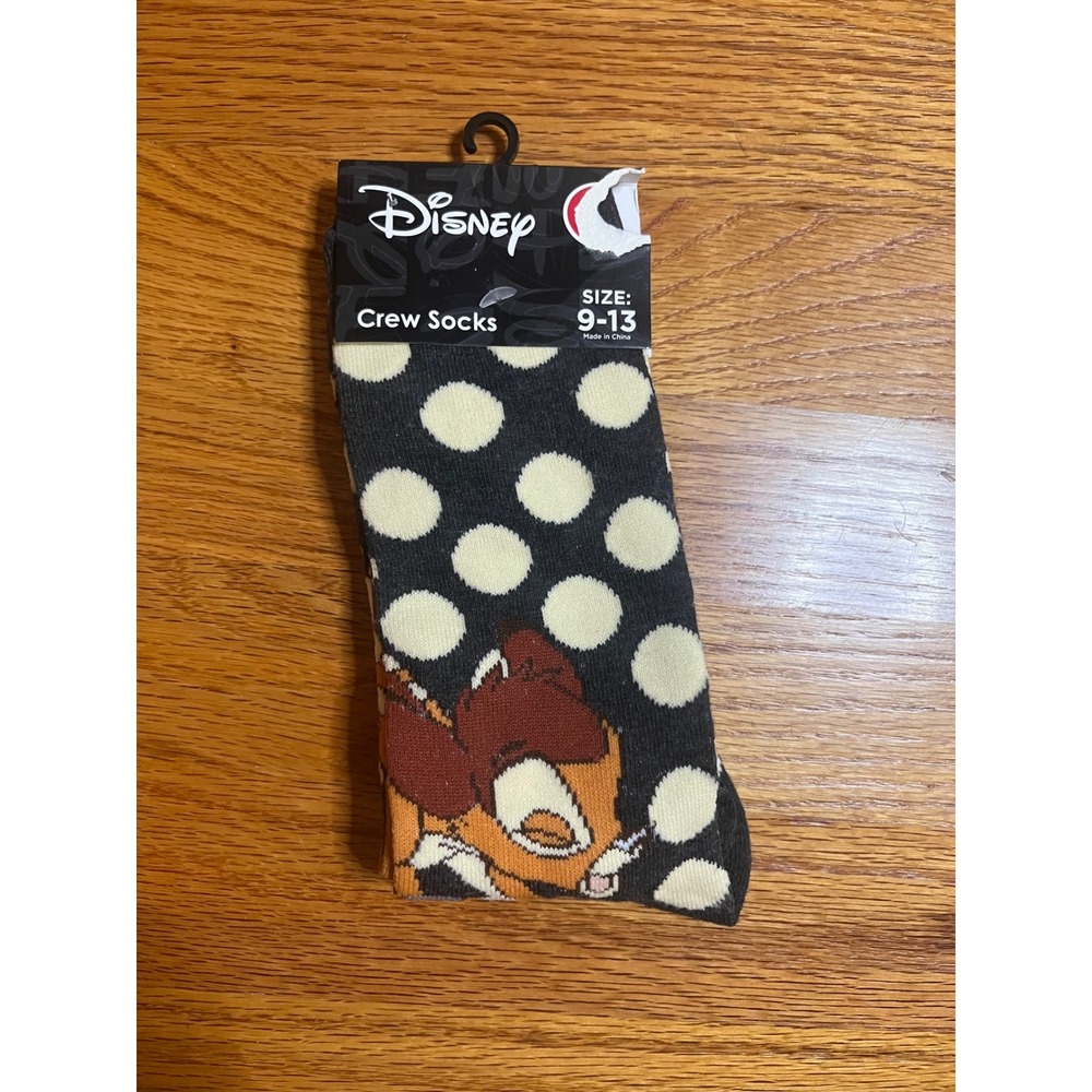 Disney Bambi  Crew Socks Black Polka Dot Size 9-13